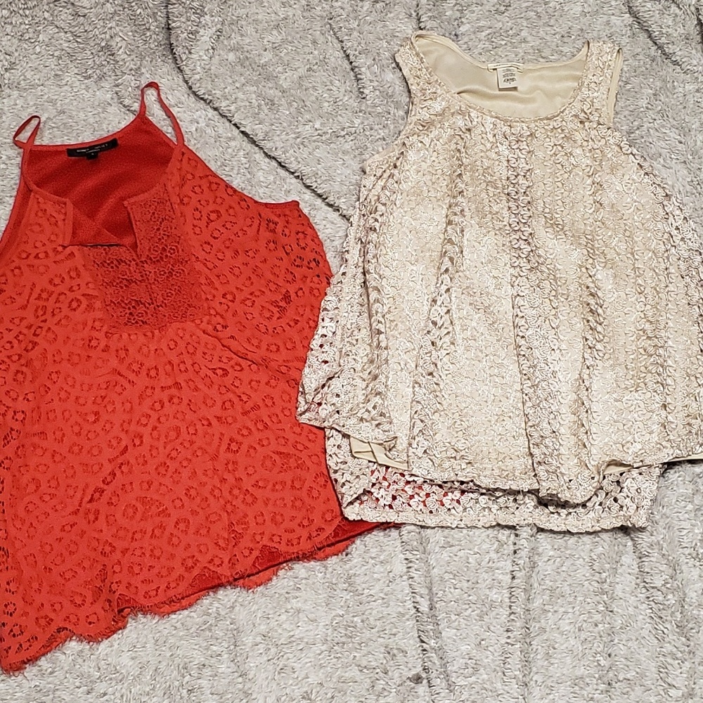 Lace overlay tank tops
